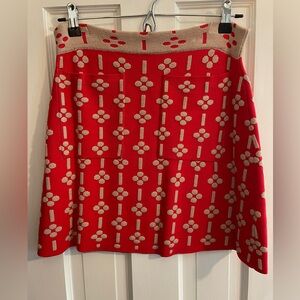 Maeve Red A-Line Embellished Skirt